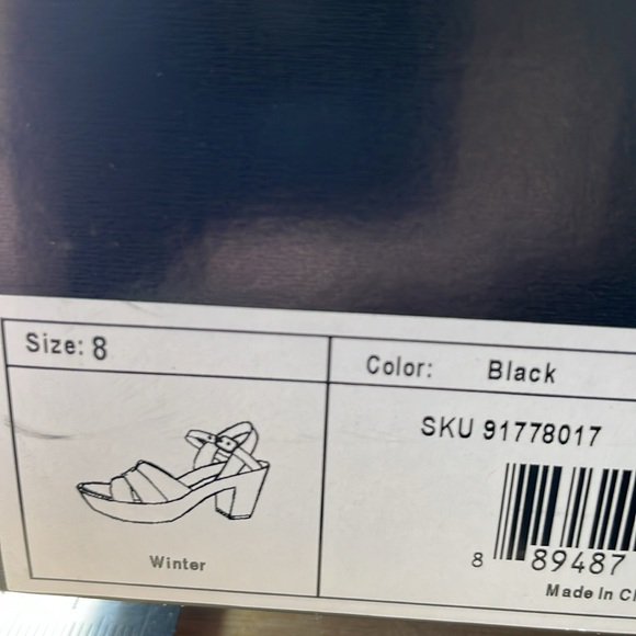 SM New‎ York Black Winter Chunky Platform Heels Sandals Shoes 70s 90s Y2K NIB - Picture 14 of 15